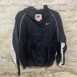 Vintage Nike White Tag Black Hooded Zip Up Windbreaker Jacket